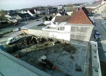 Baustelle des dritten Ärztehauses Am Markt in Steinhagen aus der Vogelperspektive